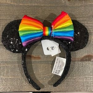 Pride rainbow and black sequin Mickey Ears